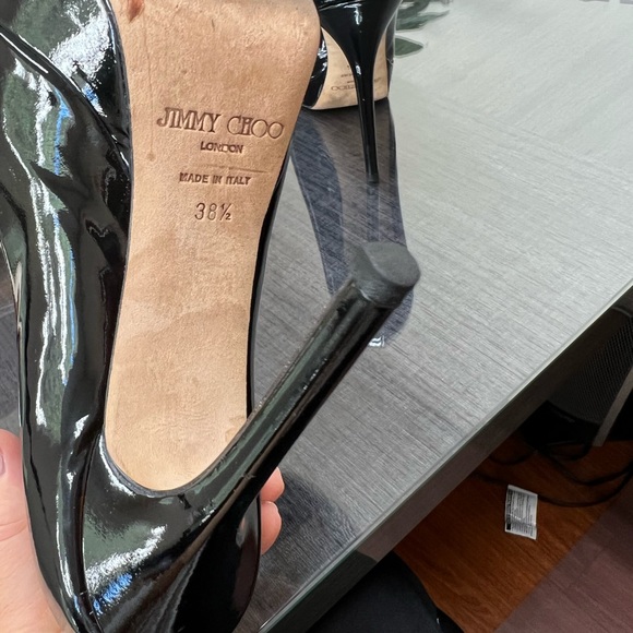 HP🎉🎉Jimmy Choo Black Patent Quiet Peep Toe Platform Pumps🎉🎉 - Picture 11 of 15